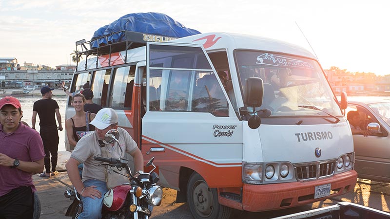 Bus crossing the river