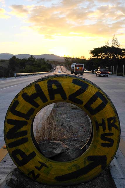 Tire in the middle of the road